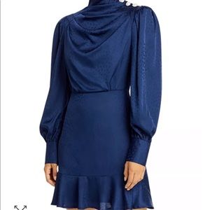 Aqua Button Shoulder Dress Navy Animal